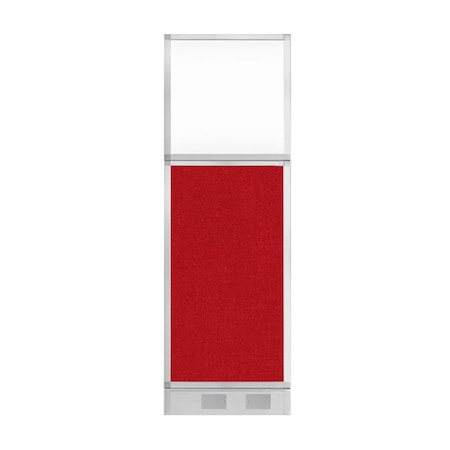 Versare Hush Panel Configurable Cubicle Partition 2' x 6' Red Fabric Clear Window w/ Cable Channel 1856227-2